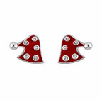 AMONROO® 925 Silver Jewellery for Women - 925 Sterling Silver Santa Hat Enamel Stud Earrings, Red Christmas Earrings, Festive Gift | 925 Stamp, Warranty & Authenticity Certificate