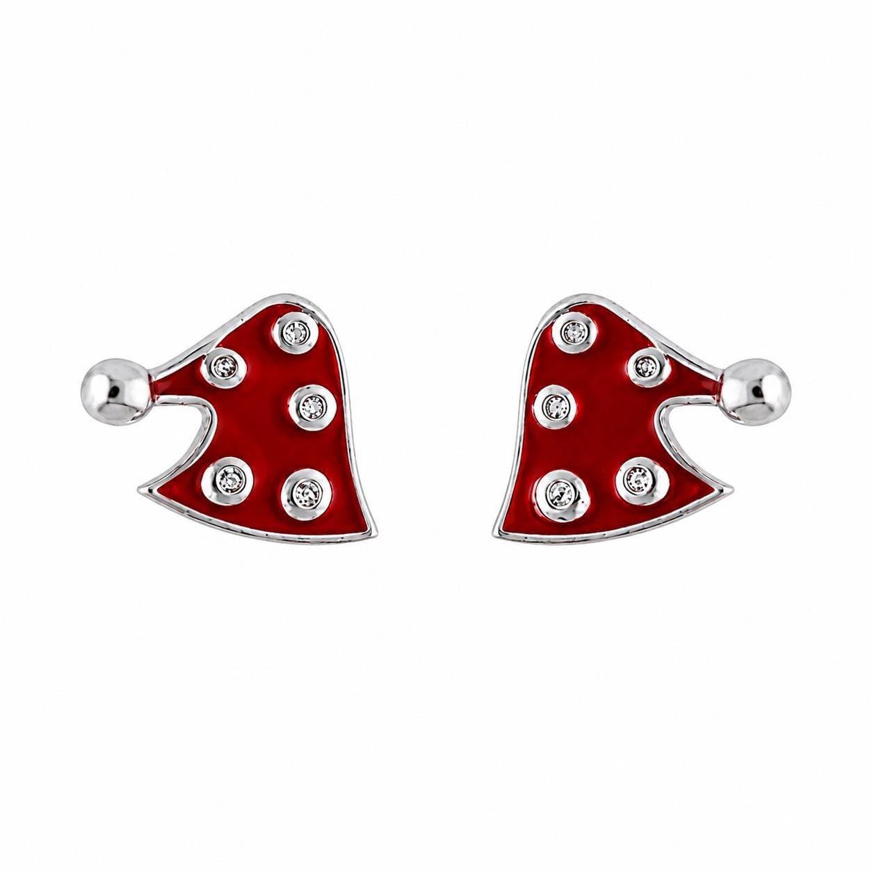 AMONROO® 925 Silver Jewellery for Women - 925 Sterling Silver Santa Hat Enamel Stud Earrings, Red Christmas Earrings, Festive Gift | 925 Stamp, Warranty & Authenticity Certificate