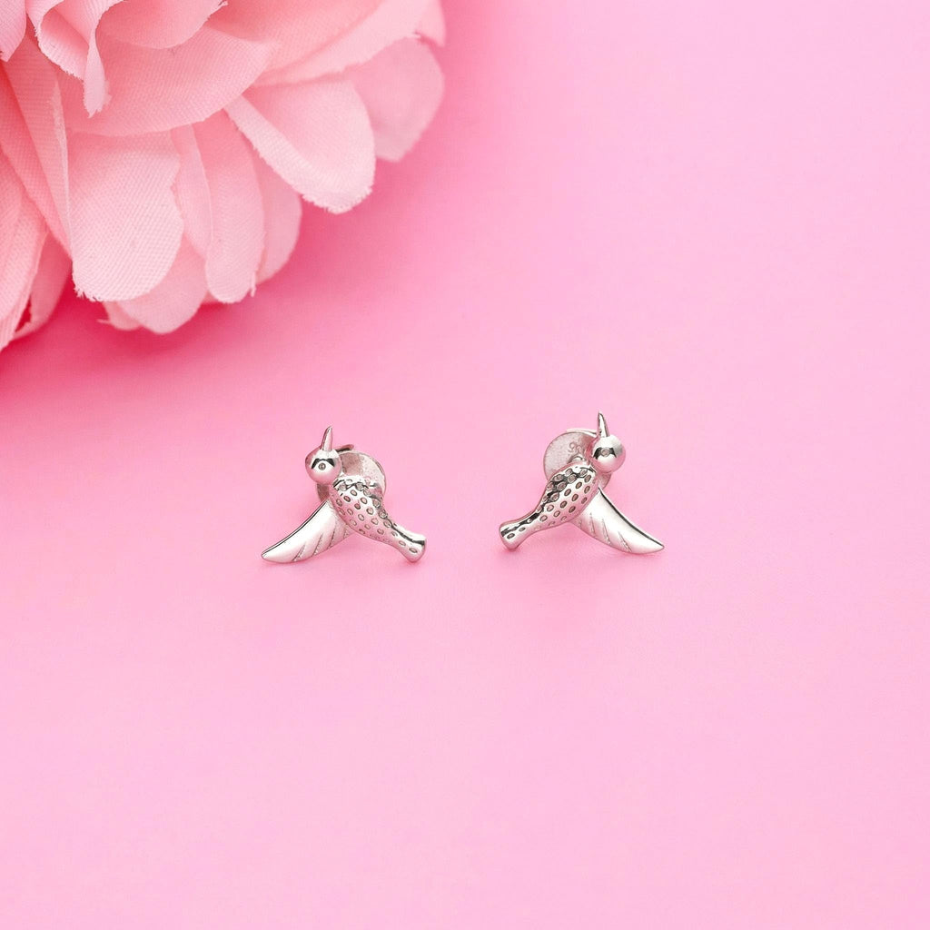 AMONROO® 925 Silver Jewellery for Women - 925 Sterling Silver Hummingbird Stud Earrings, Bird Design Earrings, Nature Inspired Jewellery | 925 Stamp, Warranty & Authenticity Certificate