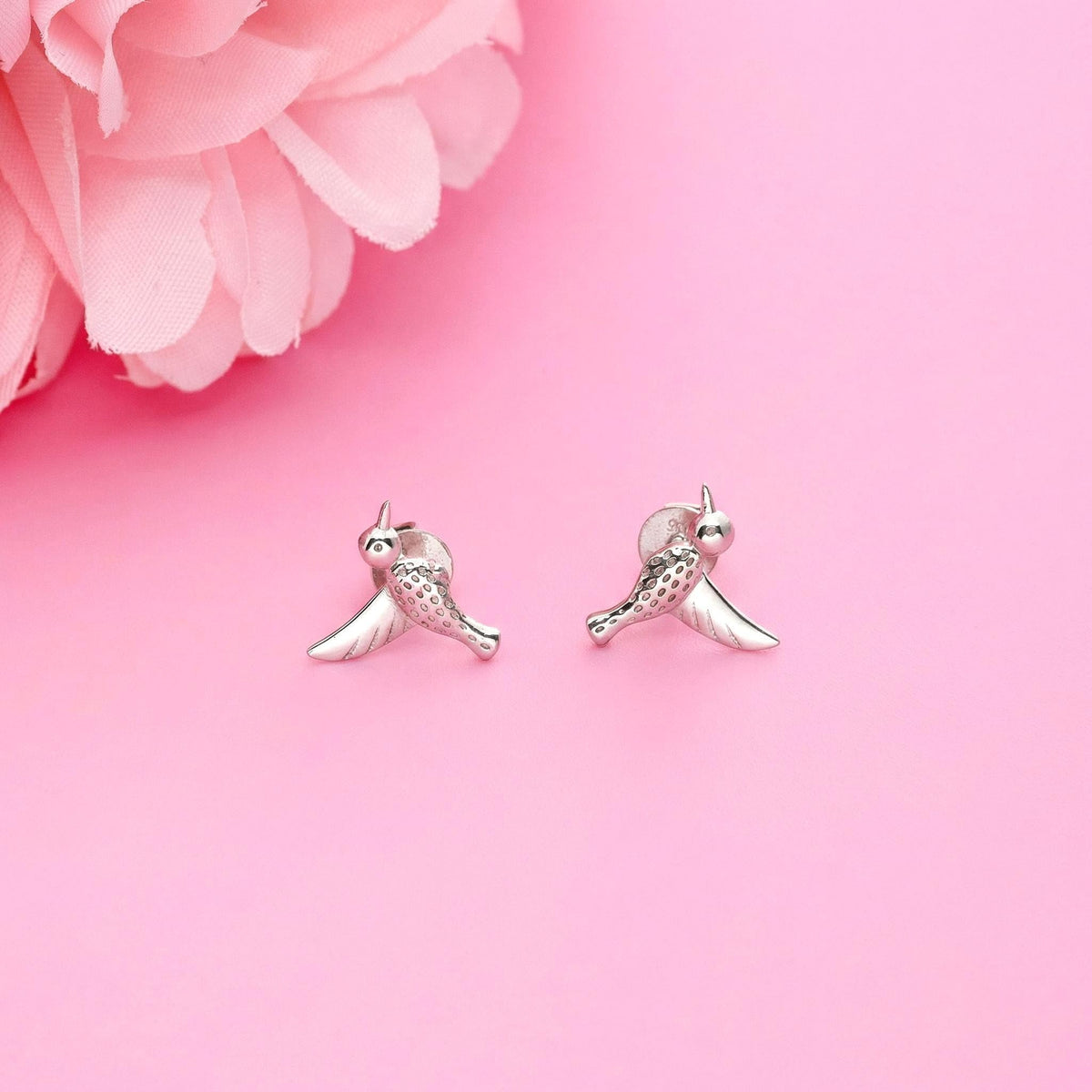 AMONROO® 925 Silver Jewellery for Women - 925 Sterling Silver Hummingbird Stud Earrings, Bird Design Earrings, Nature Inspired Jewellery | 925 Stamp, Warranty & Authenticity Certificate