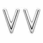 Sterling Silver V Initial Stud Earrings, Minimalist Monogram Jewelry