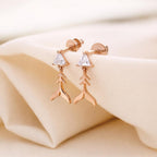 AMONROO® 925 Silver Jewellery for Women - 925 Sterling Silver Mermaid Tail Drop Earrings, Rose Gold CZ Earrings, Ocean Design Jewellery | 925 Stamp, Warranty & Authenticity Certificate