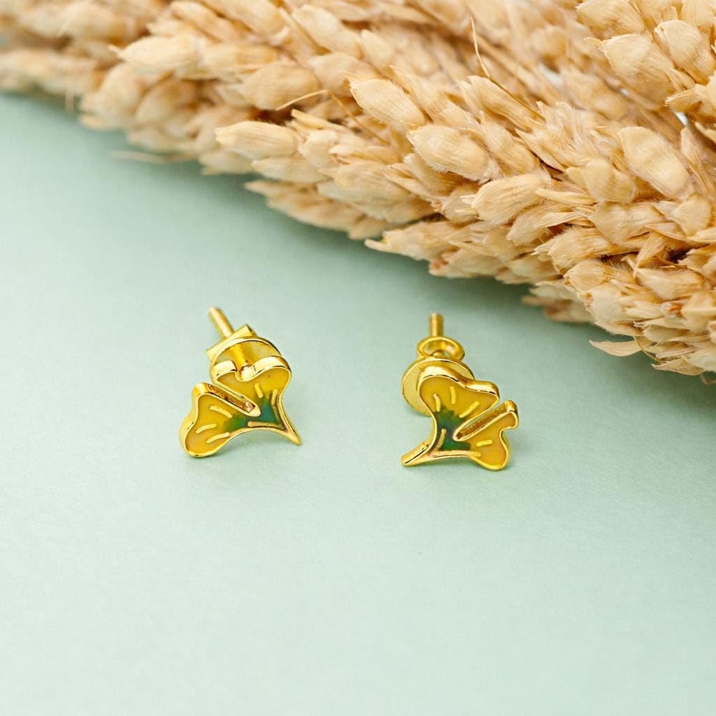 AMONROO® 925 Silver Jewellery for Women - 925 Sterling Silver Yellow Flower Enamel Stud Earrings, Floral Earrings, Daily Wear Jewellery | 925 Stamp, Warranty & Authenticity Certificate