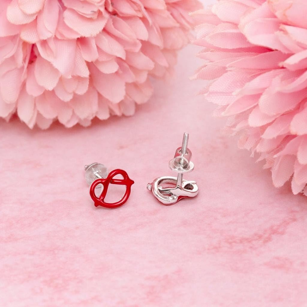 AMONROO® 925 Silver Jewellery for Women - 925 Sterling Silver Open Heart Stud Earrings, Minimalist Heart Earrings, Daily Wear Jewellery | 925 Stamp, Warranty & Authenticity Certificate