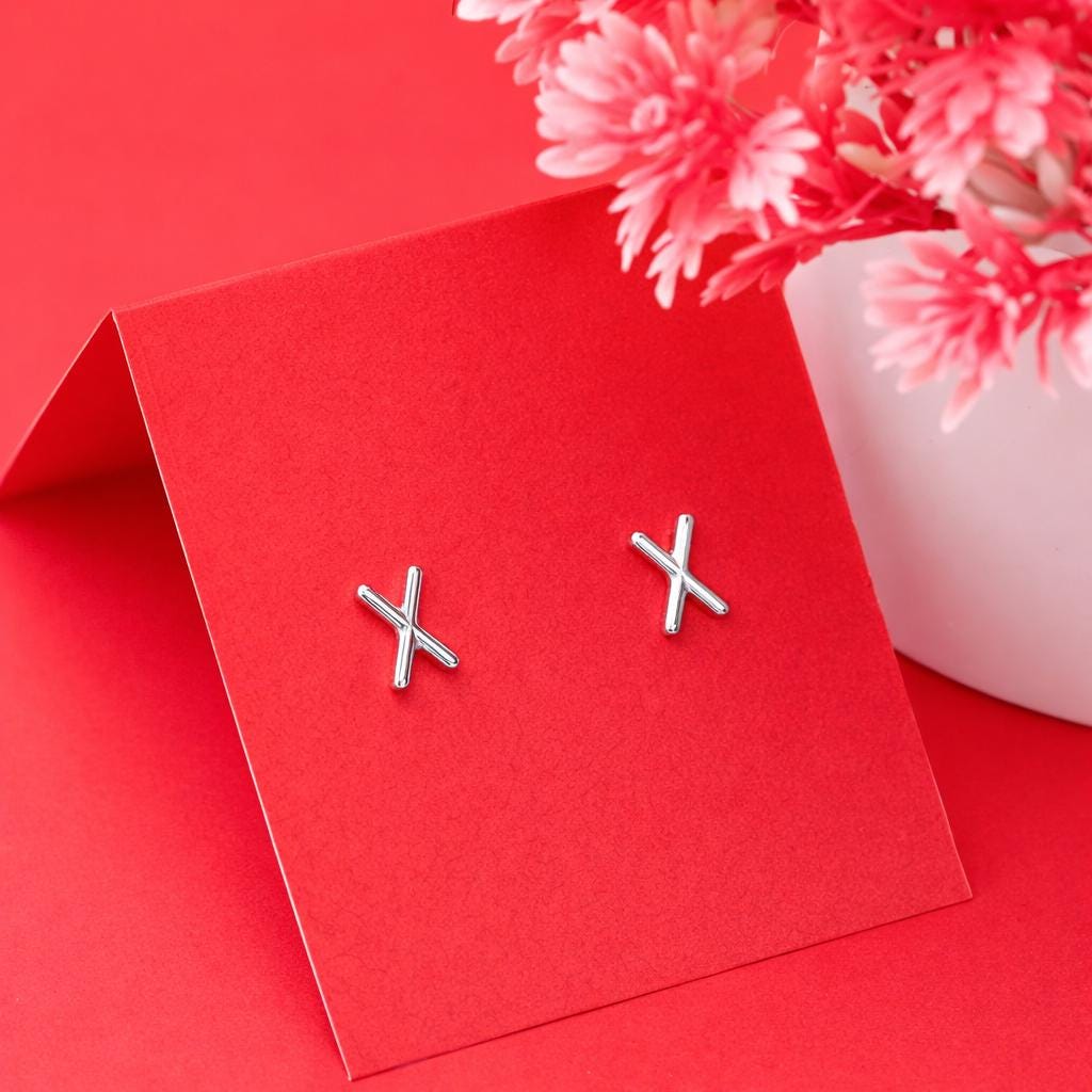 925 Sterling Silver Initial X Stud Earrings, Dainty Letter X Earrings for Women, Small Alphabet Earring Set, Personalized Jewelry Gift