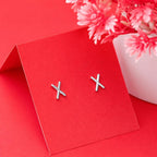 925 Sterling Silver Initial X Stud Earrings, Dainty Letter X Earrings for Women, Small Alphabet Earring Set, Personalized Jewelry Gift
