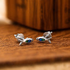 AMONROO® 925 Silver Jewellery for Women - 925 Sterling Silver Blue Green Fish Enamel Stud Earrings, Ocean Animal Jewellery Gift | 925 Stamp, Warranty & Authenticity Certificate