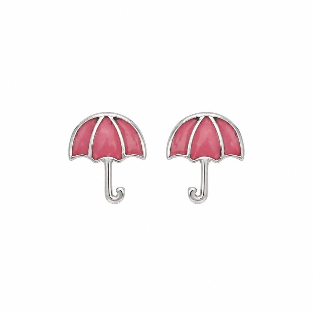 AMONROO® 925 Silver Jewellery for Women - 925 Sterling Silver Pink Umbrella Enamel Stud Earrings, Fashion Jewellery, Gift for Women | 925 Stamp, Warranty & Authenticity Certificate
