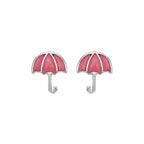 AMONROO® 925 Silver Jewellery for Women - 925 Sterling Silver Pink Umbrella Enamel Stud Earrings, Fashion Jewellery, Gift for Women | 925 Stamp, Warranty & Authenticity Certificate