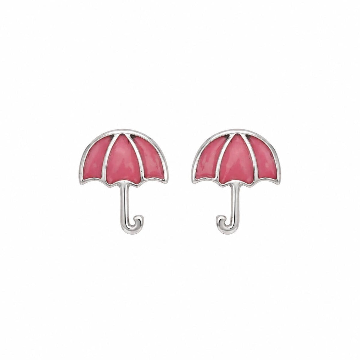 AMONROO® 925 Silver Jewellery for Women - 925 Sterling Silver Pink Umbrella Enamel Stud Earrings, Fashion Jewellery, Gift for Women | 925 Stamp, Warranty & Authenticity Certificate