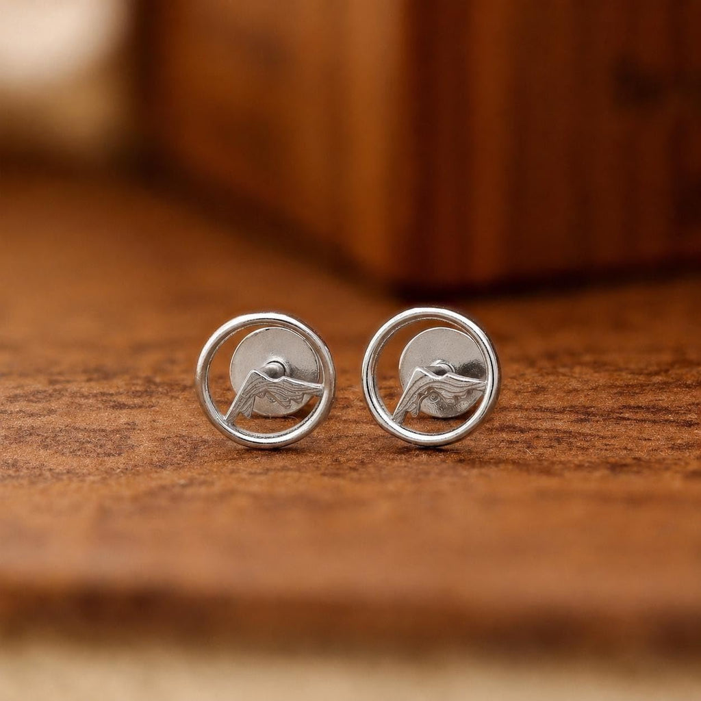 AMONROO® 925 Silver Jewellery for Women - 925 Sterling Silver Mountain Stud Earrings, Nature Design Earrings, Minimalist Daily Wear Jewellery | 925 Stamp, Warranty & Authenticity Certificate