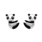 AMONROO® 925 Silver Jewellery for Women - 925 Sterling Silver Panda Enamel Stud Earrings, Animal Earrings, Jewellery Gift for Girls | 925 Stamp, Warranty & Authenticity Certificate