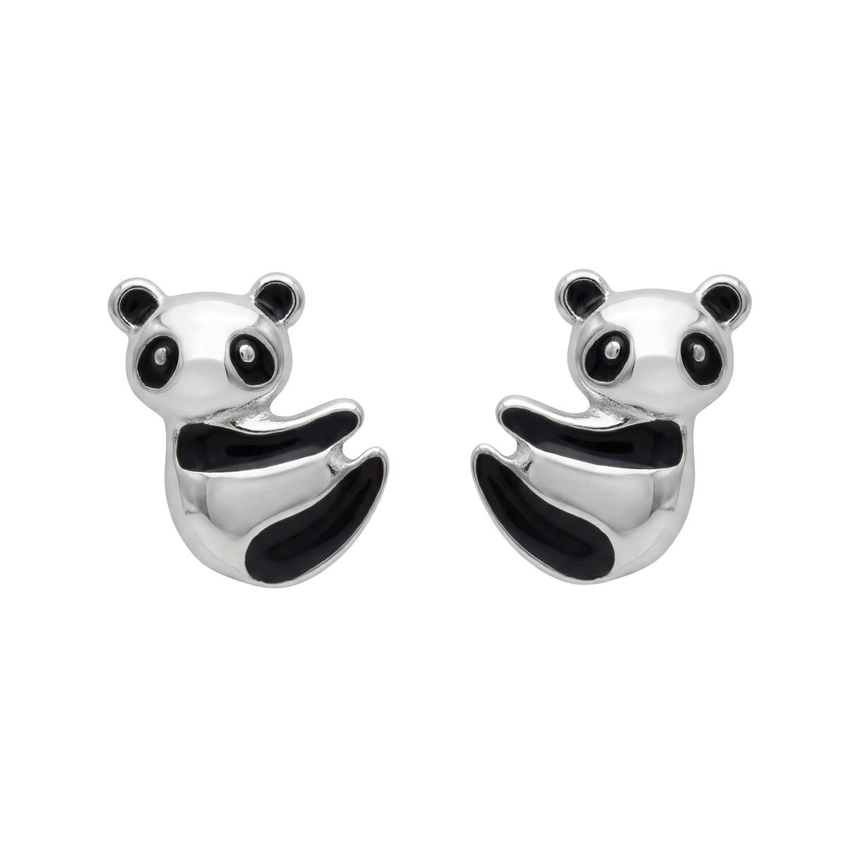 AMONROO® 925 Silver Jewellery for Women - 925 Sterling Silver Panda Enamel Stud Earrings, Animal Earrings, Jewellery Gift for Girls | 925 Stamp, Warranty & Authenticity Certificate