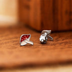 AMONROO® 925 Silver Jewellery for Women - 925 Sterling Silver Red Mushroom Enamel Stud Earrings, Nature Jewellery, Gift for Her | 925 Stamp, Warranty & Authenticity Certificate