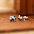 AMONROO® 925 Silver Jewellery for Women - 925 Sterling Silver Panda Enamel Stud Earrings, Animal Jewellery, Gift for Girls | 925 Stamp, Warranty & Authenticity Certificate