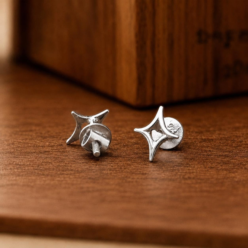AMONROO® 925 Silver Jewellery for Women - 925 Sterling Silver Geometric Open Heart Stud Earrings, Minimalist Modern Jewellery, Daily Wear | 925 Stamp, Warranty & Authenticity Certificate