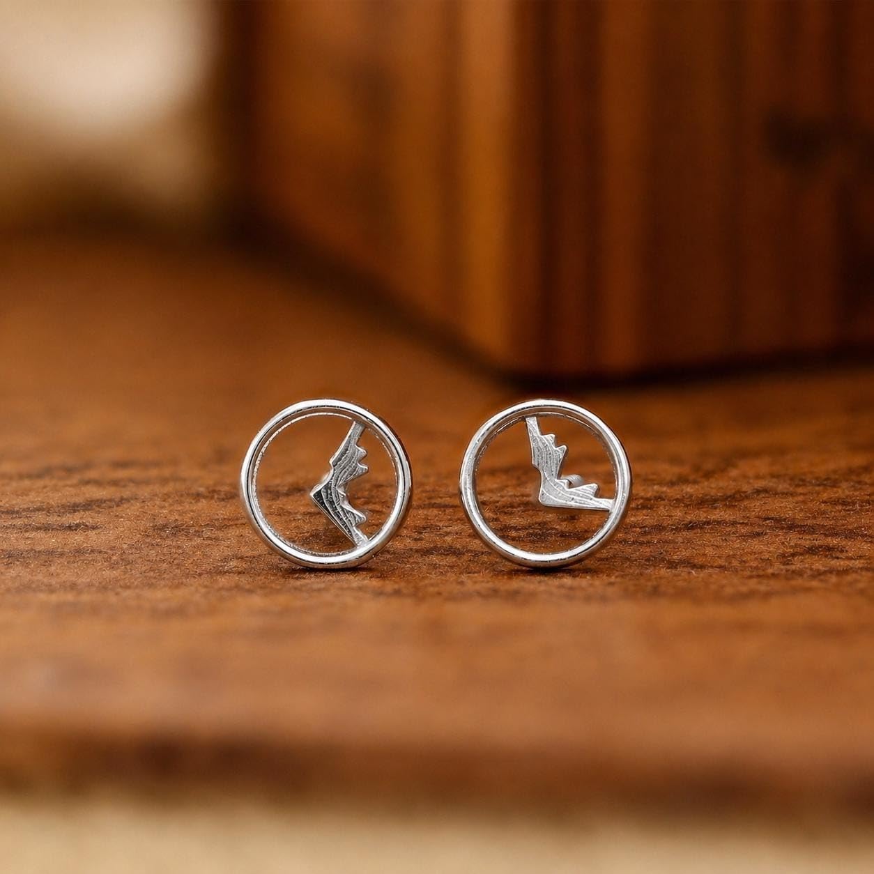 AMONROO® 925 Silver Jewellery for Women - 925 Sterling Silver Mountain Stud Earrings, Nature Design Earrings, Minimalist Daily Wear Jewellery | 925 Stamp, Warranty & Authenticity Certificate