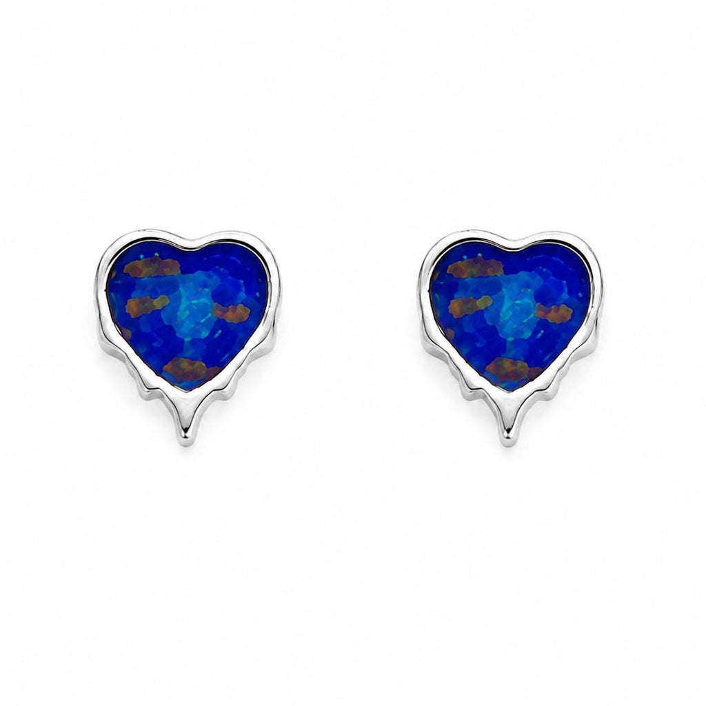 AMONROO® 925 Silver Jewellery for Women - 925 Sterling Silver Blue Heart Enamel Stud Earrings, Geometric Circle Earrings, Daily Wear | 925 Stamp, Warranty & Authenticity Certificate