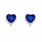 AMONROO® 925 Silver Jewellery for Women - 925 Sterling Silver Blue Heart Enamel Stud Earrings, Geometric Circle Earrings, Daily Wear | 925 Stamp, Warranty & Authenticity Certificate