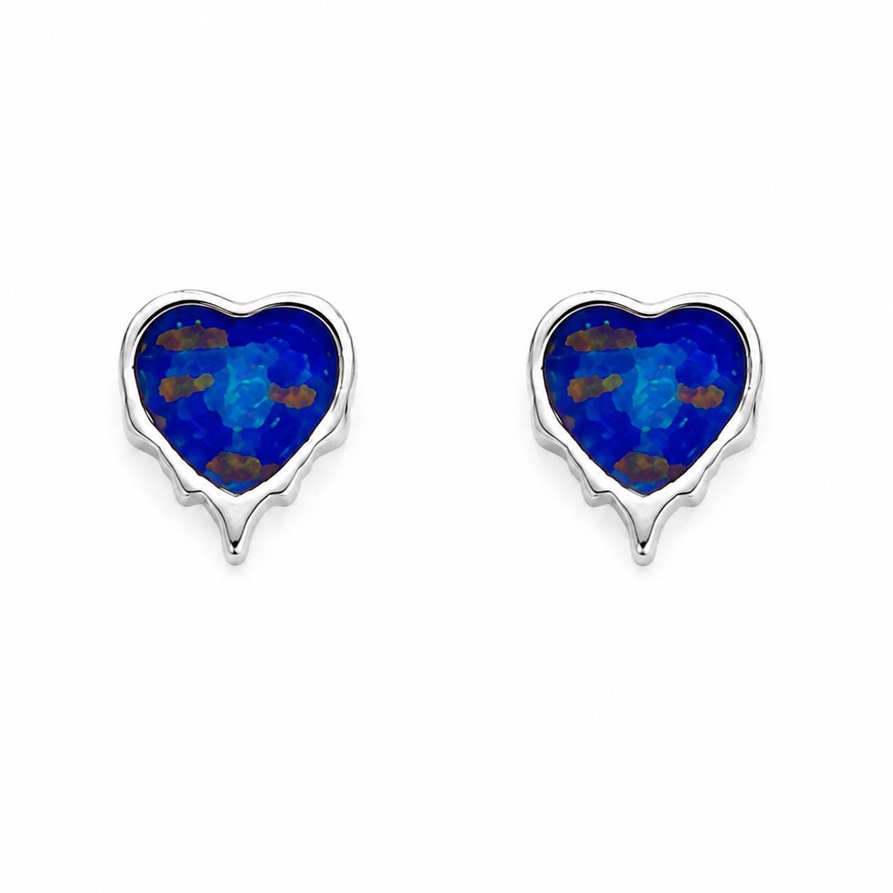 AMONROO® 925 Silver Jewellery for Women - 925 Sterling Silver Blue Heart Enamel Stud Earrings, Geometric Circle Earrings, Daily Wear | 925 Stamp, Warranty & Authenticity Certificate