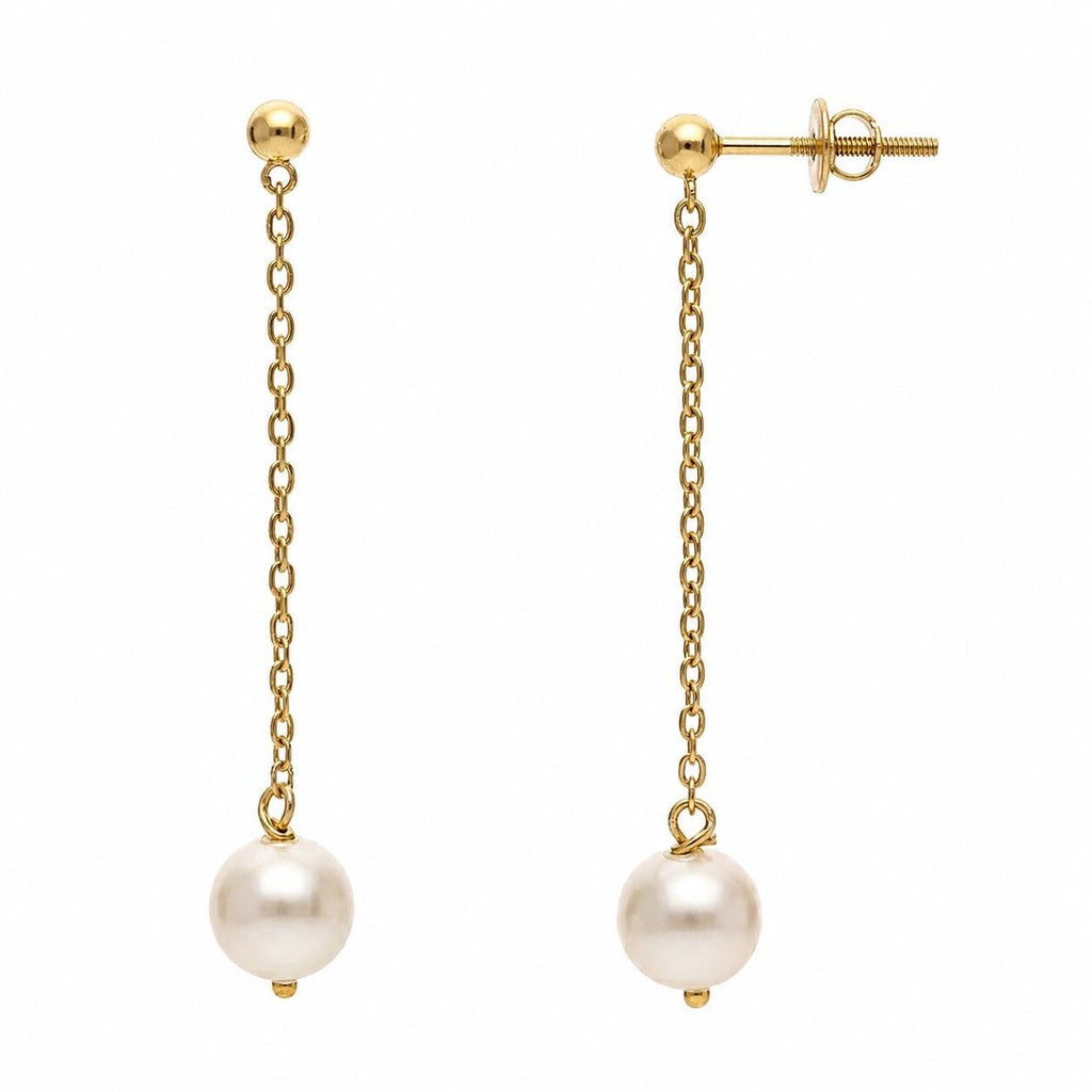 AMONROO® 925 Silver Jewellery for Women - Gold Finish 925 Sterling Silver Pearl Drop Dangle Earrings, Chain Earrings, Bridal Jewellery | 925 Stamp, Warranty & Authenticity Certificate