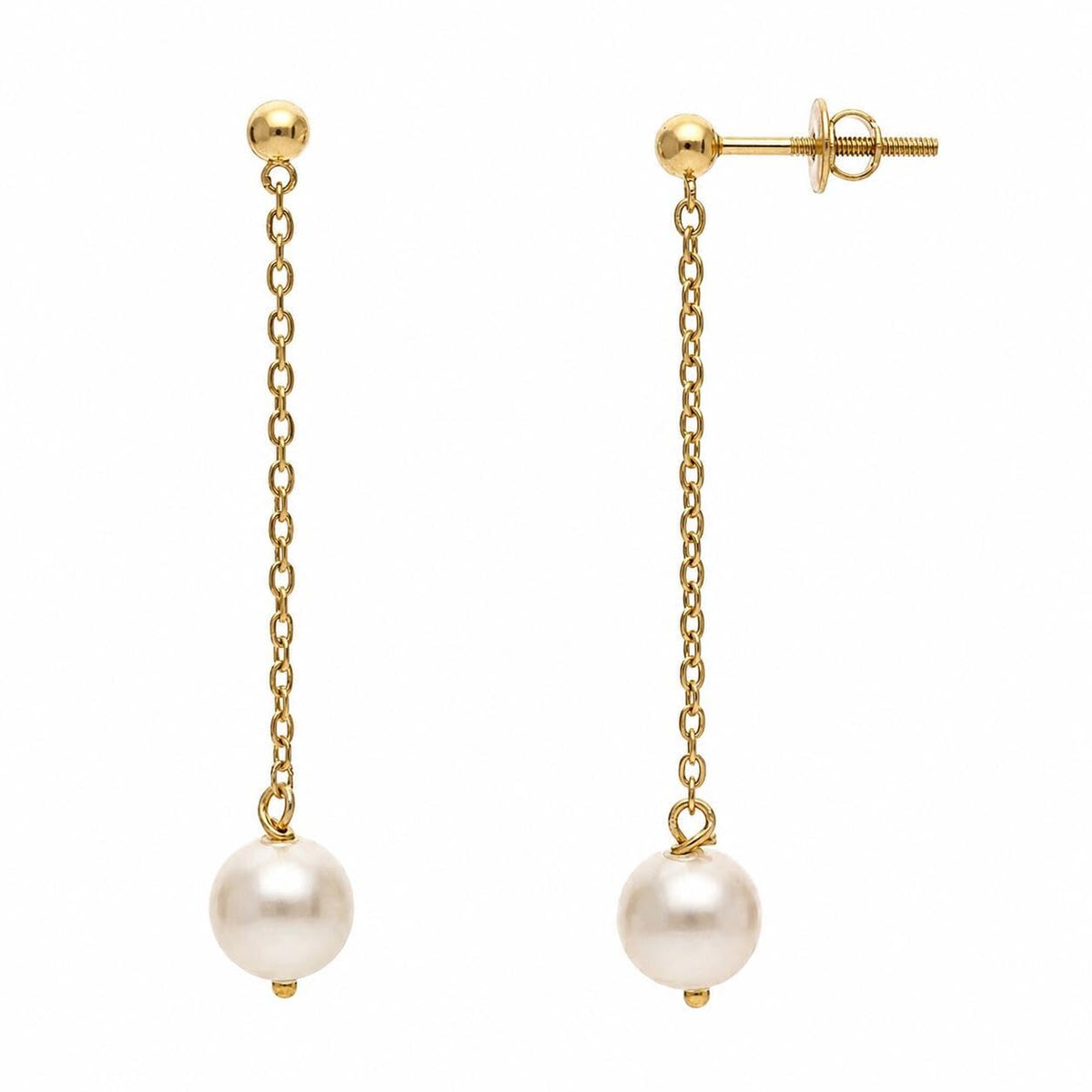 AMONROO® 925 Silver Jewellery for Women - Gold Finish 925 Sterling Silver Pearl Drop Dangle Earrings, Chain Earrings, Bridal Jewellery | 925 Stamp, Warranty & Authenticity Certificate