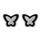 AMONROO® 925 Silver Jewellery for Women - 925 Sterling Silver Black Butterfly Enamel Stud Earrings, Butterfly Jewellery, Daily Wear | 925 Stamp, Warranty & Authenticity Certificate