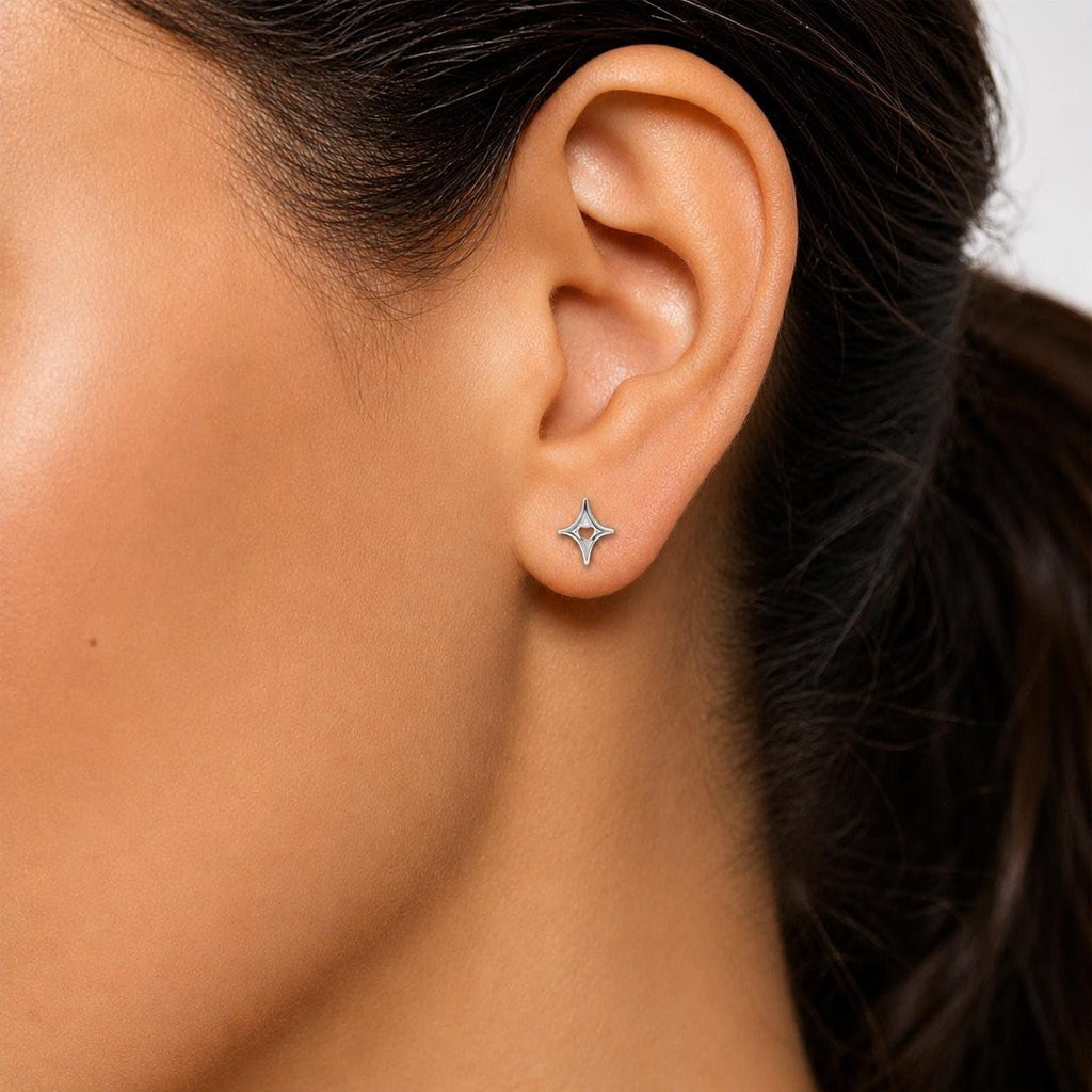 AMONROO® 925 Silver Jewellery for Women - 925 Sterling Silver Geometric Open Heart Stud Earrings, Minimalist Modern Jewellery, Daily Wear | 925 Stamp, Warranty & Authenticity Certificate