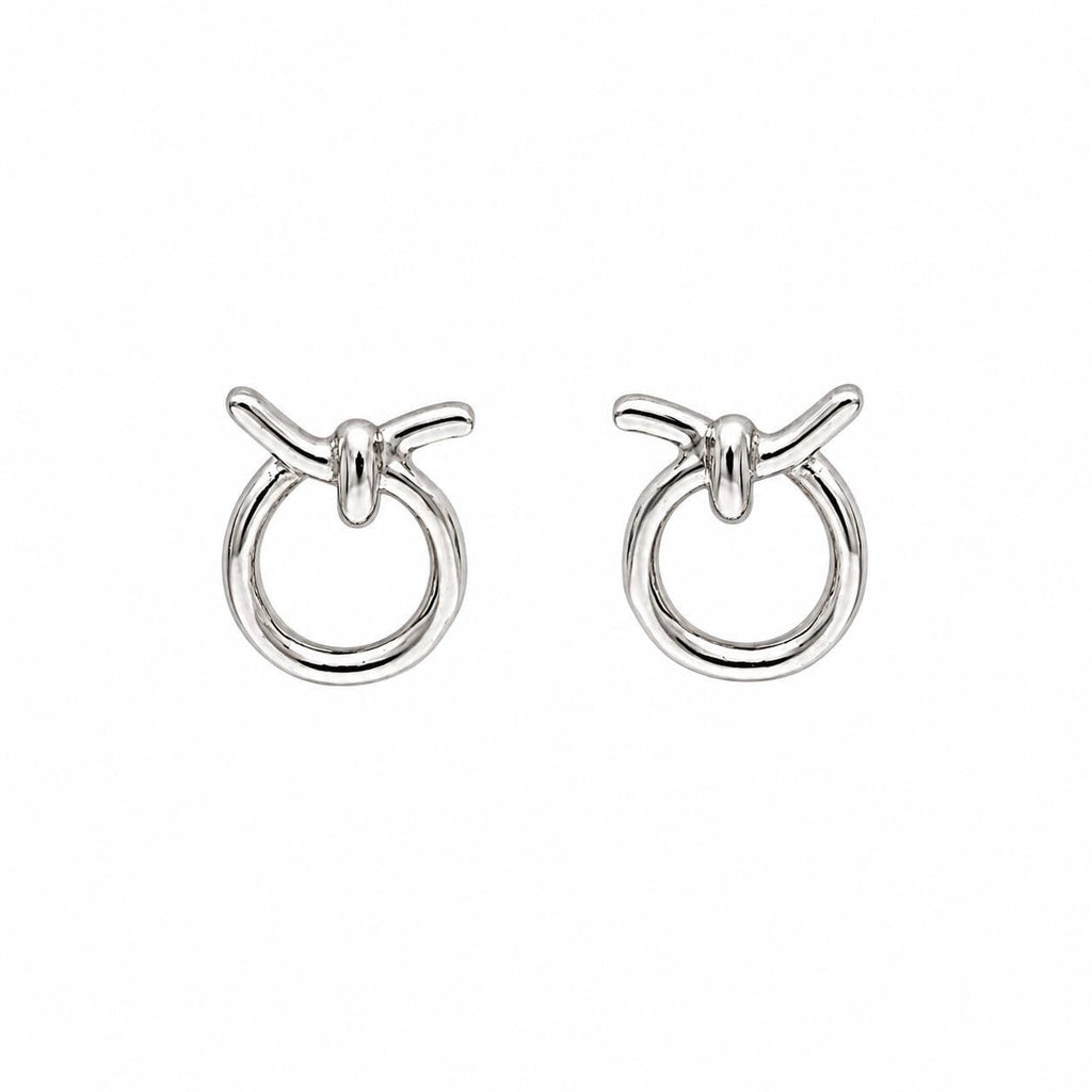 AMONROO® 925 Silver Jewellery for Women - 925 Sterling Silver Knot Stud Earrings, Minimalist Circle Earrings, Dainty Daily Wear Jewellery | 925 Stamp, Warranty & Authenticity Certificate