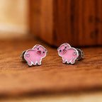 AMONROO® 925 Silver Jewellery for Women - 925 Sterling Silver Pink Pig Enamel Stud Earrings, Animal Jewellery, Gift for Girls | 925 Stamp, Warranty & Authenticity Certificate