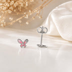 AMONROO® 925 Silver Jewellery for Women - 925 Sterling Silver Pink Butterfly Enamel CZ Stud Earrings, Dainty Butterfly Jewellery | 925 Stamp, Warranty & Authenticity Certificate