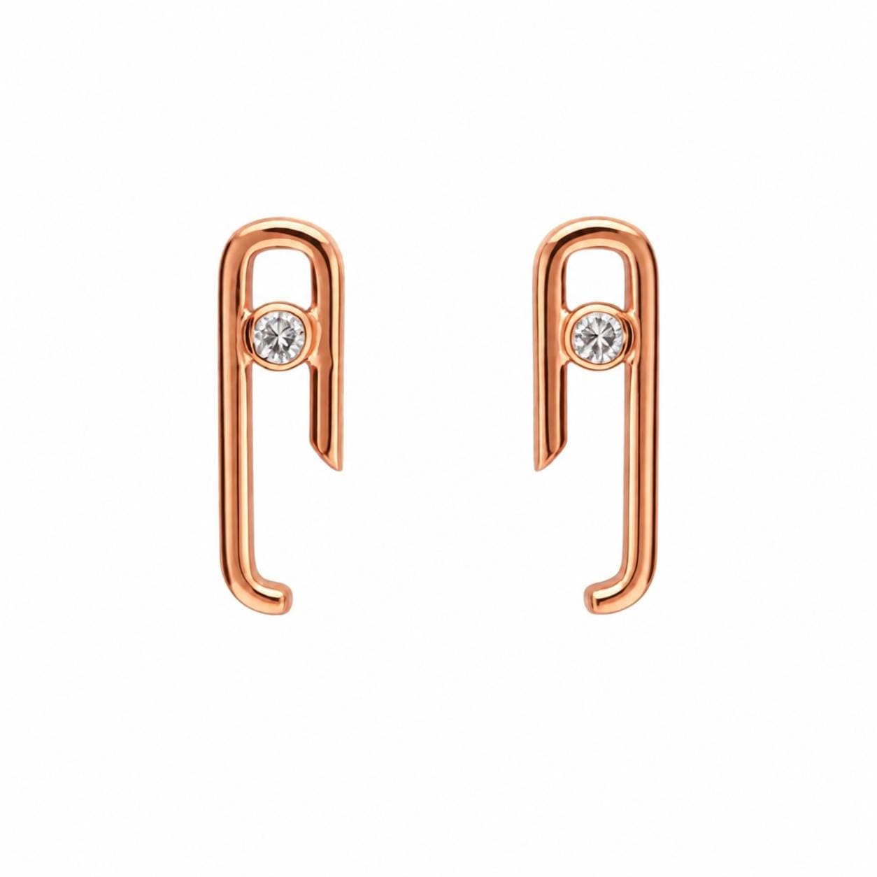 AMONROO® 925 Silver Jewellery for Women - Rose Gold Finish 925 Sterling Silver Safety Pin CZ Stud Earrings, Modern Daily Wear Jewellery | 925 Stamp, Warranty & Authenticity Certificate