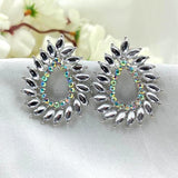 Vivid White Stones Pear Shape Stud Earrings