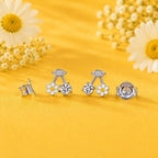 AMONROO® 925 Silver Jewellery for Women - 925 Sterling Silver Daisy Flower Drop Earrings, White Enamel Floral CZ Earrings, Daily Wear | 925 Stamp, Warranty & Authenticity Certificate