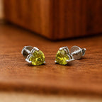 AMONROO® 925 Silver Jewellery for Women - 925 Sterling Silver Olive Green CZ Heart Stud Earrings, Gemstone Earrings, Dainty Jewellery | 925 Stamp, Warranty & Authenticity Certificate