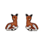 AMONROO® 925 Silver Jewellery for Women - 925 Sterling Silver Light Brown Deer Enamel Stud Earrings, Animal Jewellery Gift | 925 Stamp, Warranty & Authenticity Certificate