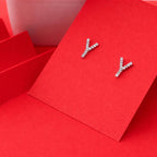 925 Sterling Silver Initial Y Stud Earrings, Dainty CZ Letter Y Earrings for Women, Small Alphabet Bling Jewelry, Personalized Gift