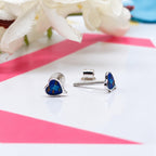 AMONROO® 925 Silver Jewellery for Women - 925 Sterling Silver Blue Heart Enamel Stud Earrings, Geometric Circle Earrings, Daily Wear | 925 Stamp, Warranty & Authenticity Certificate