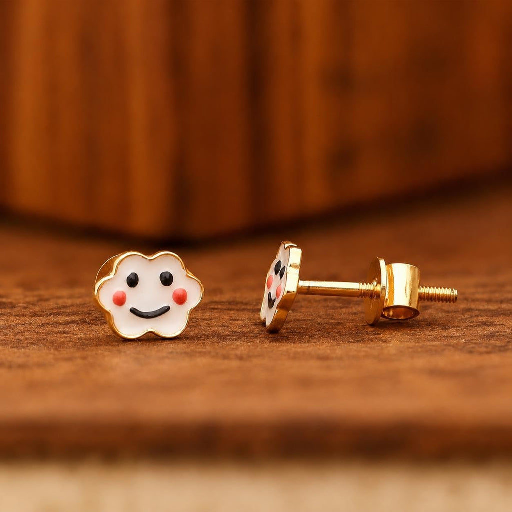 AMONROO® 925 Silver Jewellery for Women - 925 Sterling Silver Smiley Cloud Enamel Stud Earrings, Fashion Jewellery, Gift for Women | 925 Stamp, Warranty & Authenticity Certificate