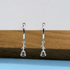 AMONROO® 925 Silver Jewellery for Women - 925 Sterling Silver Bell Flower Dangle Hoop Earrings, Floral Huggie Earrings, Daily Wear | 925 Stamp, Warranty & Authenticity Certificate