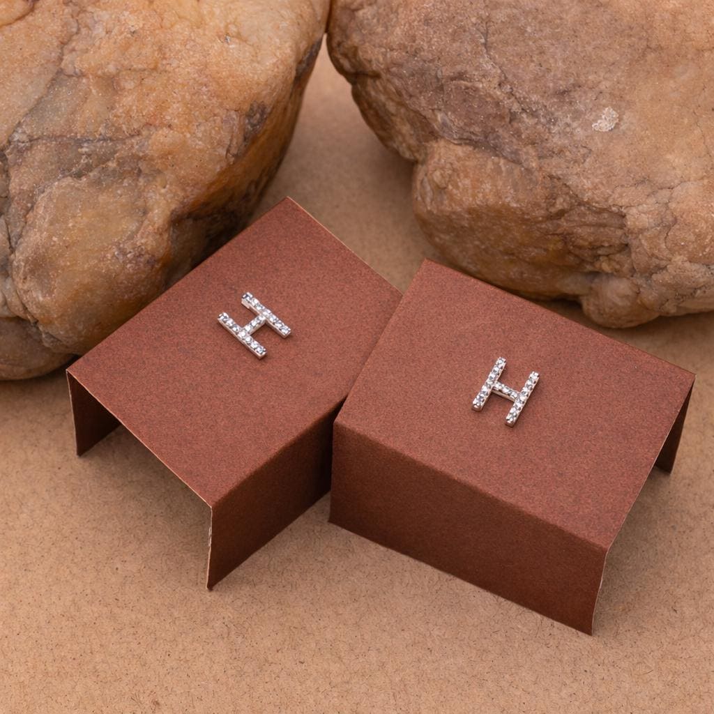 925 Sterling Silver H Stud Earrings CZ Letter H Initial Earrings Minimalist Alphabet Jewelry Gift for Her
