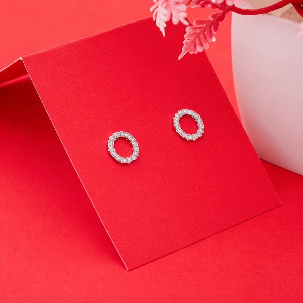 925 Sterling Silver O Initial Stud Earrings, Diamond Look Letter O Studs, Personalized Name Jewelry, Minimalist Gift for Her