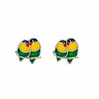 AMONROO® 925 Silver Jewellery for Women - 925 Sterling Silver Love Bird Colourful Enamel Stud Earrings, Bird Jewellery Gift | 925 Stamp, Warranty & Authenticity Certificate