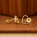 AMONROO® 925 Silver Jewellery for Women - Gold Finish 925 Sterling Silver Heart Wave Stud Earrings, Ocean Design Jewellery Gift | 925 Stamp, Warranty & Authenticity Certificate