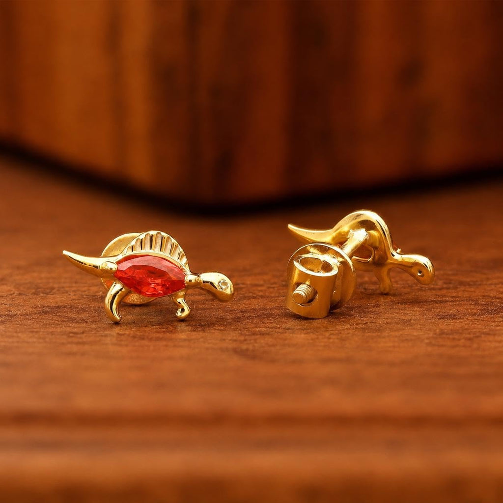AMONROO® 925 Silver Jewellery for Women - Gold Finish 925 Sterling Silver Mini Dinosaur CZ Stud Earrings, Animal Jewellery | 925 Stamp, Warranty & Authenticity Certificate