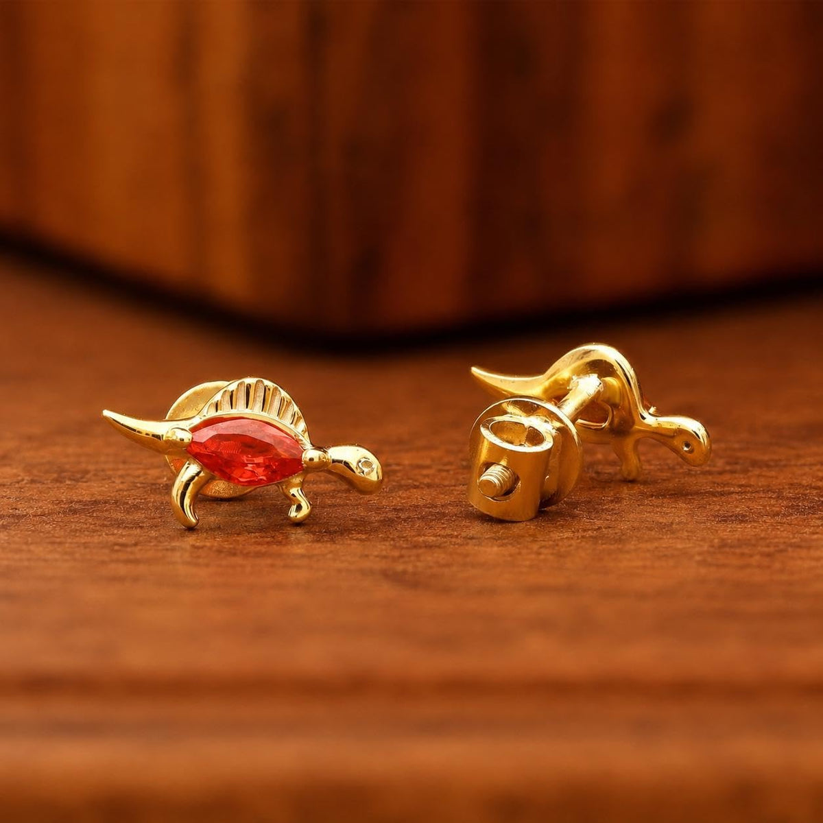 AMONROO® 925 Silver Jewellery for Women - Gold Finish 925 Sterling Silver Mini Dinosaur CZ Stud Earrings, Animal Jewellery | 925 Stamp, Warranty & Authenticity Certificate