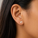 AMONROO® 925 Silver Jewellery for Women - 925 Sterling Silver White Cat Enamel Stud Earrings, Kitty Jewellery, Gift for Women | 925 Stamp, Warranty & Authenticity Certificate