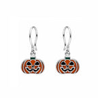 AMONROO® 925 Silver Jewellery for Women - 925 Sterling Silver Enamel Pumpkin Dangle Earrings, Halloween Earrings, Festive Jewellery Gift | 925 Stamp, Warranty & Authenticity Certificate