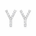 925 Sterling Silver Initial Y Stud Earrings, Dainty CZ Letter Y Earrings for Women, Small Alphabet Bling Jewelry, Personalized Gift