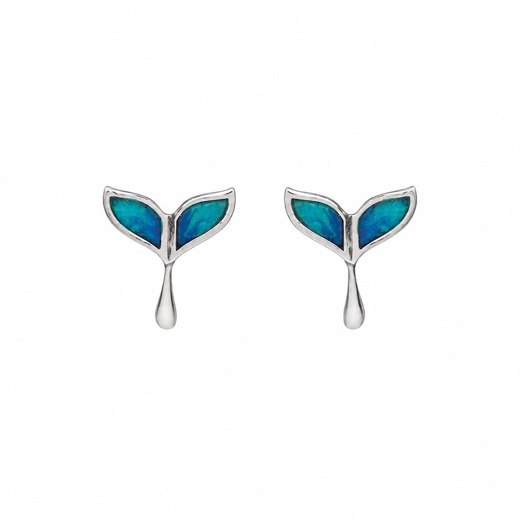 AMONROO® 925 Silver Jewellery for Women - 925 Sterling Silver Mermaid Tail Blue Enamel Stud Earrings, Ocean Design Jewellery | 925 Stamp, Warranty & Authenticity Certificate